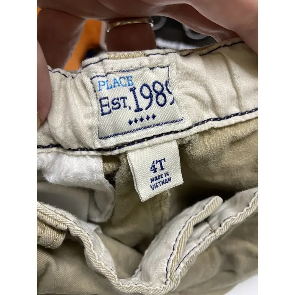 Children's Place Boys Shorts Sz 4T Khaki Tan Solid Adjustable Waist Four Pockets